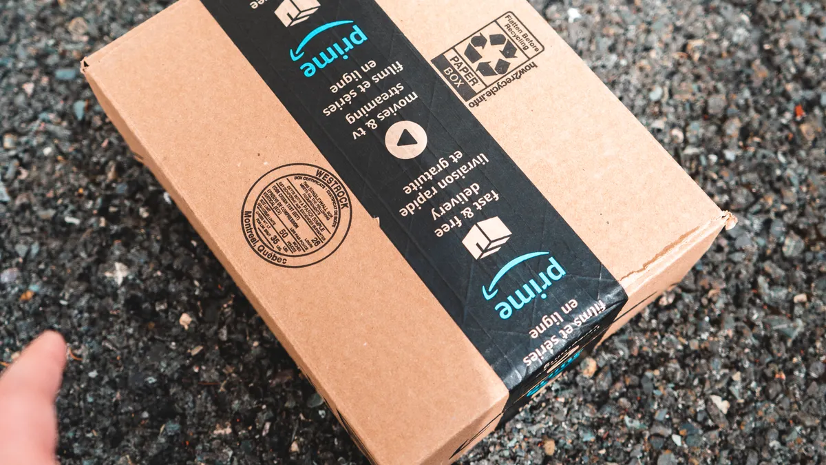 Amazon product review format: sections every review should include — Amazon Prime Package Thrown on a Sidewalk Gravel
