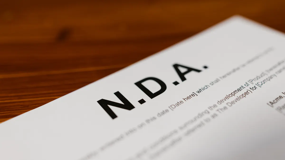 NDA document, suggesting disclosure and compliance rules