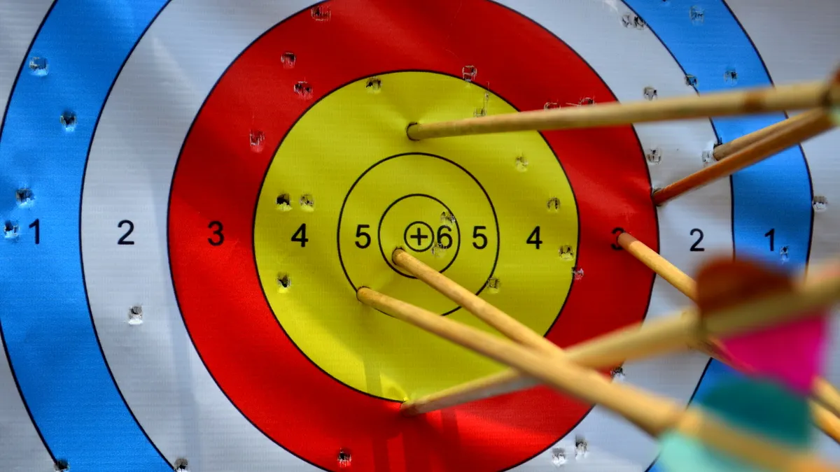 archery target with arrows near the bullseye