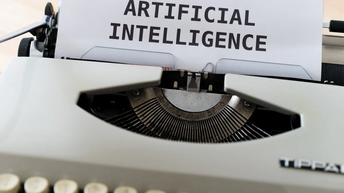 Typewriter with paper reading artificial intelligence