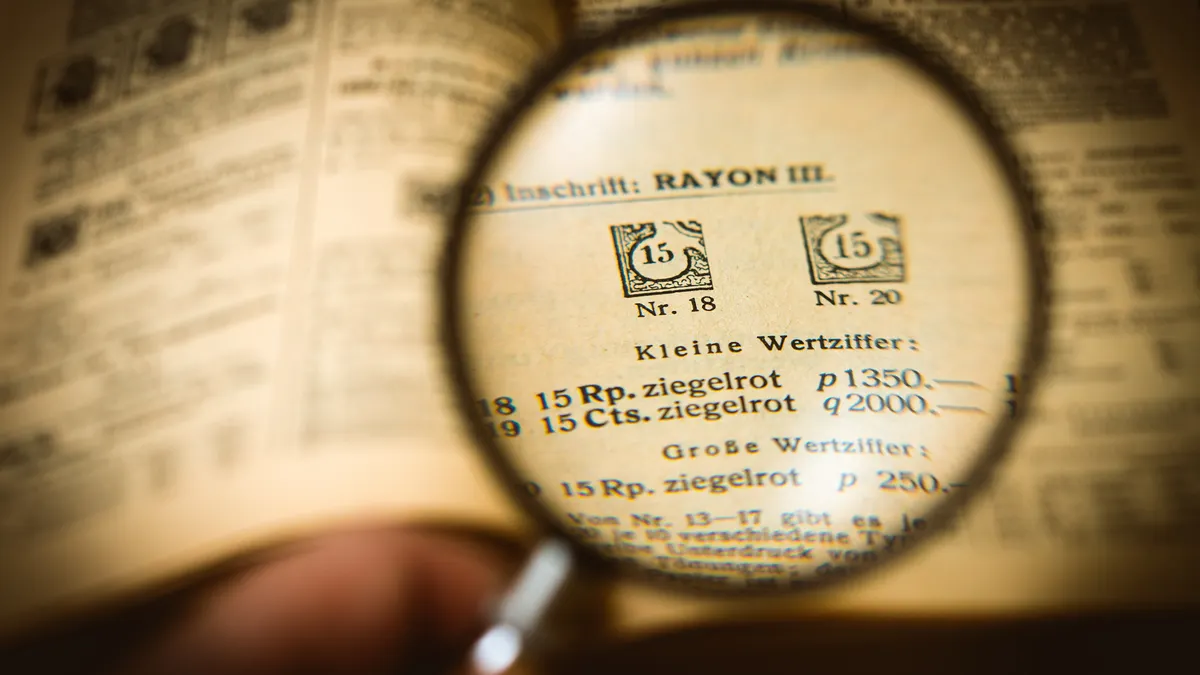 magnifying glass over a printed page